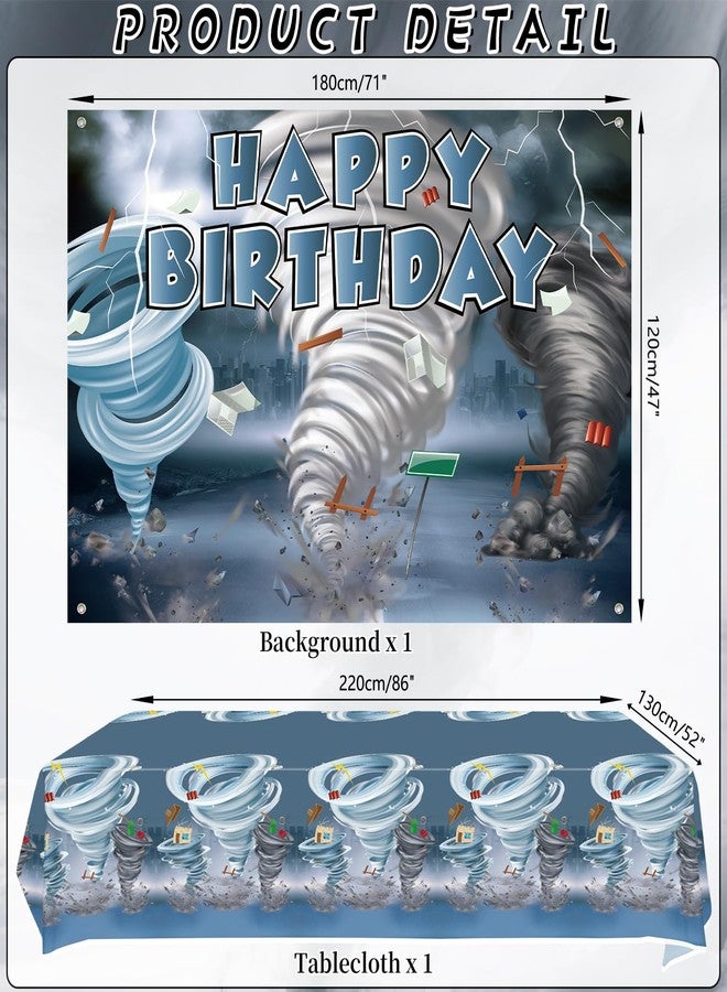 KEFAN Tornado Birthday Party Decorations, Tornado Theme Party Tableware Supplies including Backdrop, Plates, Cups, Napkins, Tablecloth, Balloons for Tornado Birthday Party, Serves 20 - Image 3